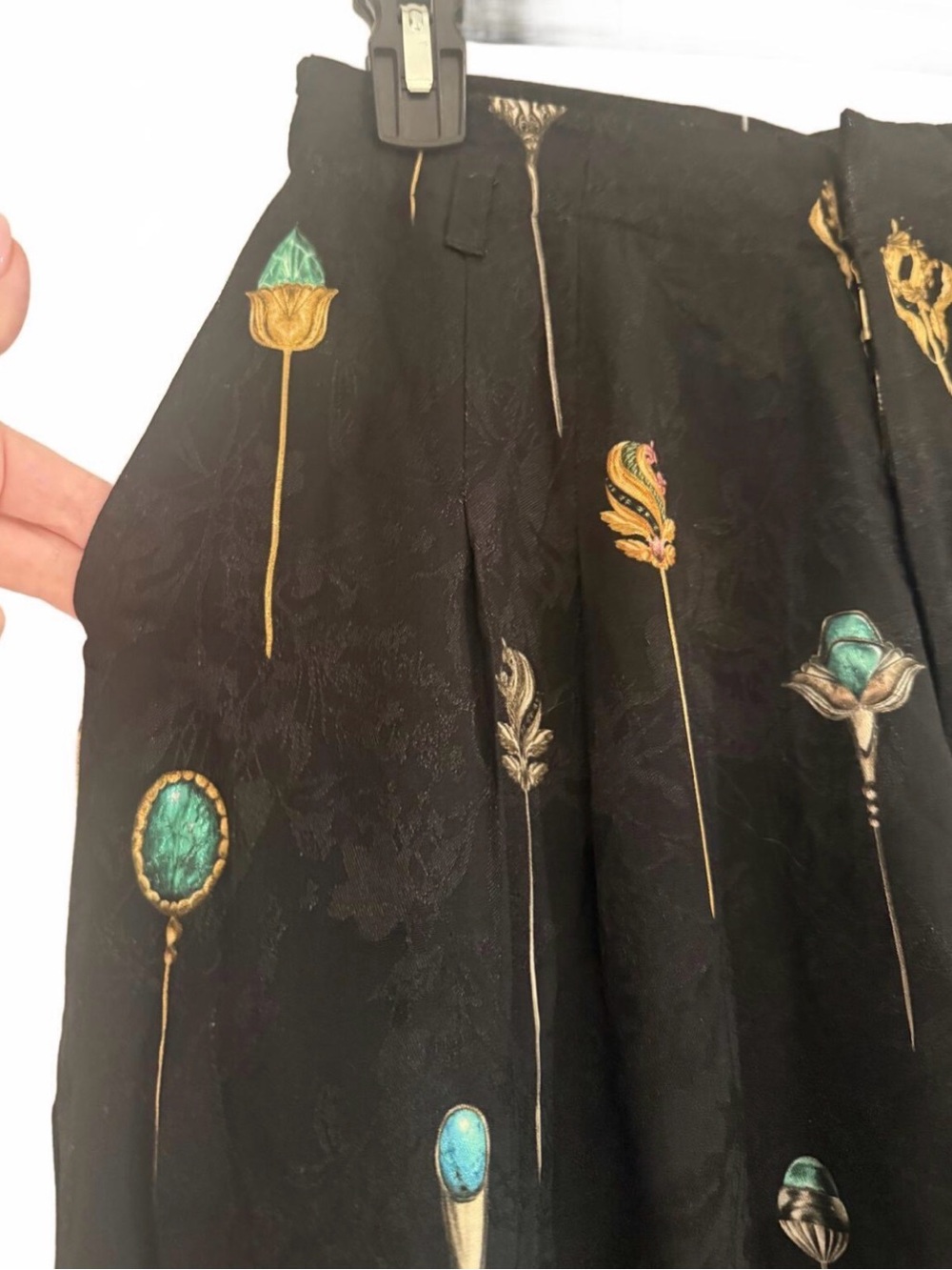 Agua by Agua Bendita Black Wide-Leg Embroidered Palazzo Pants with Jewel Accents - Picture 4 of 7